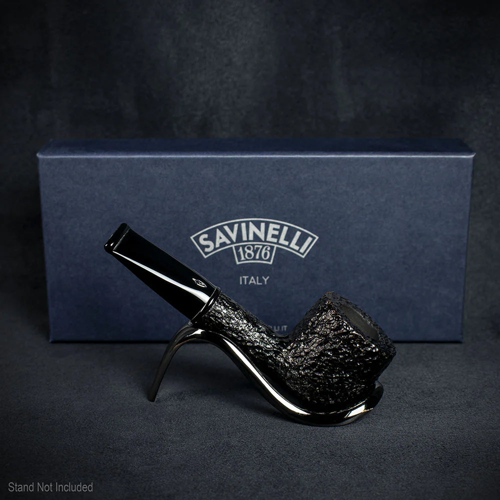 Savinelli Mini -  Black Rusticated Briar Smoking Pipe - Shape 128 (6mm)