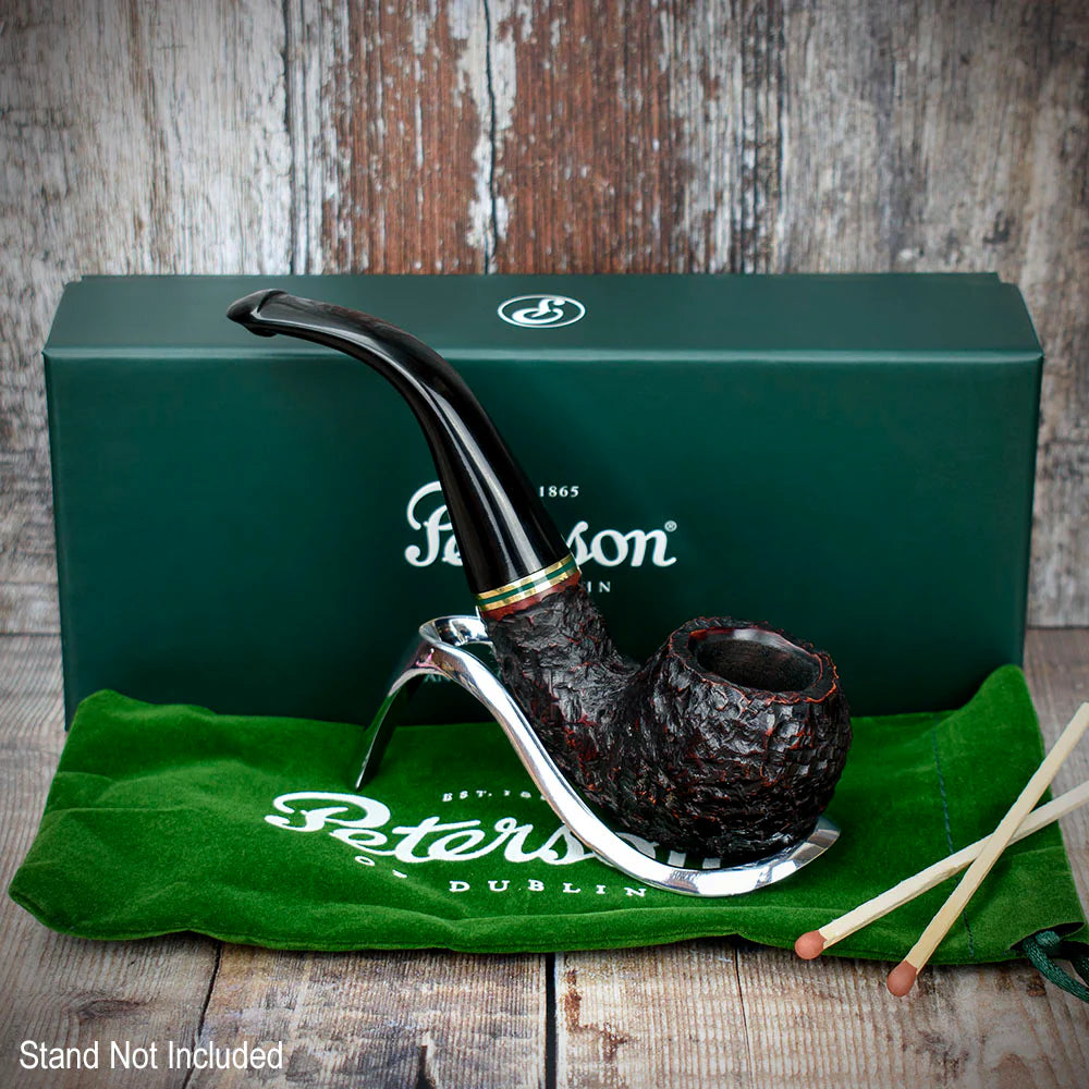 Peterson of Dublin Emerald Rusticated Briar Smoking Pipe - Shape 03 - 9mm