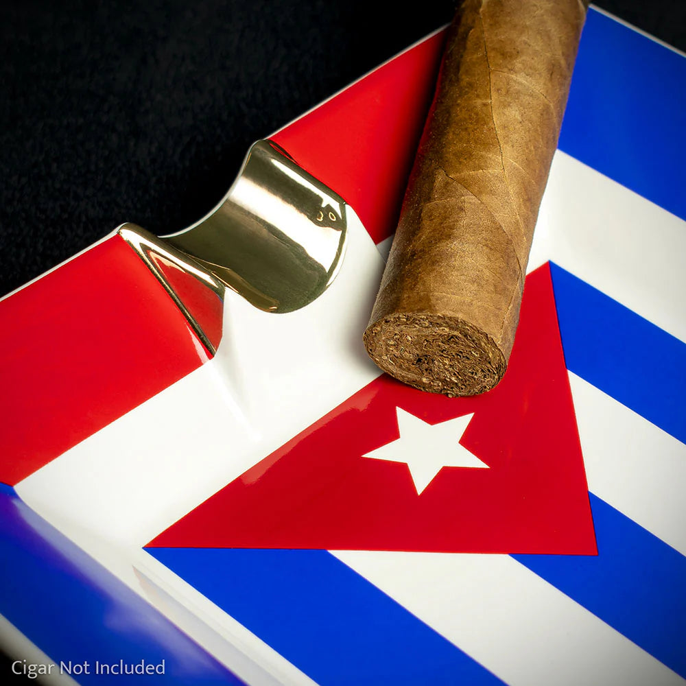 Ceramic Cigar Ashtray Cuban Flag - 2 Rests