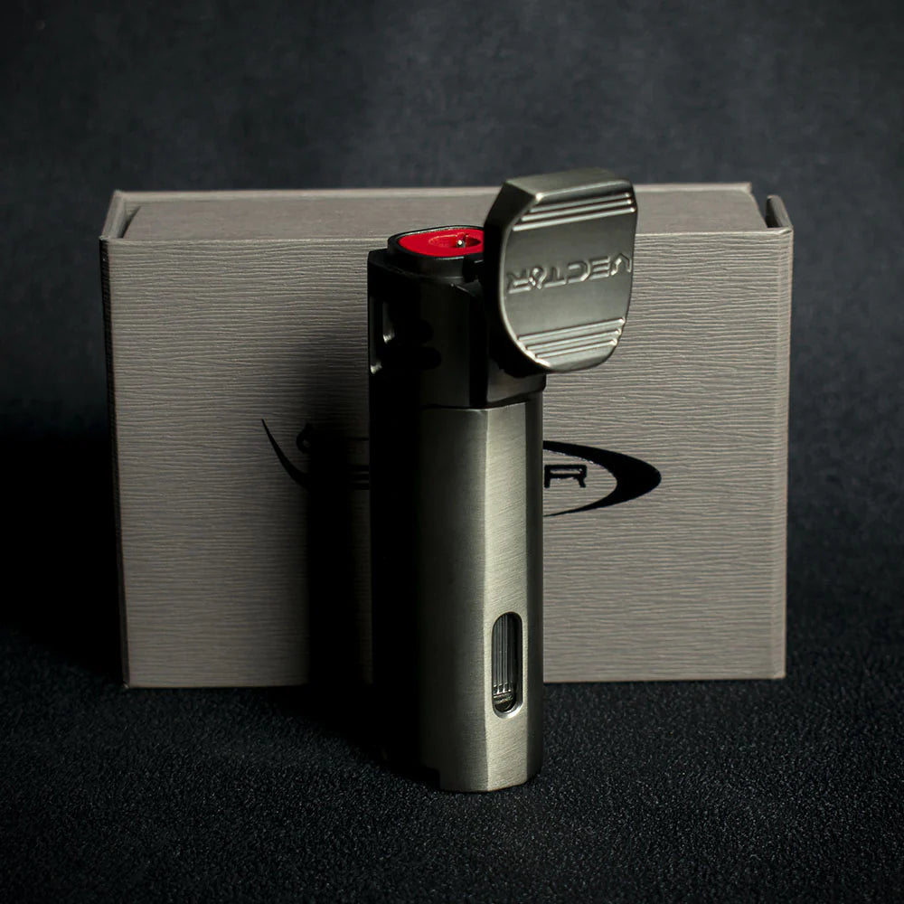 Vector Caliper Single Jet Flame Cigar Lighter With Punch Cutter - Gunmetal