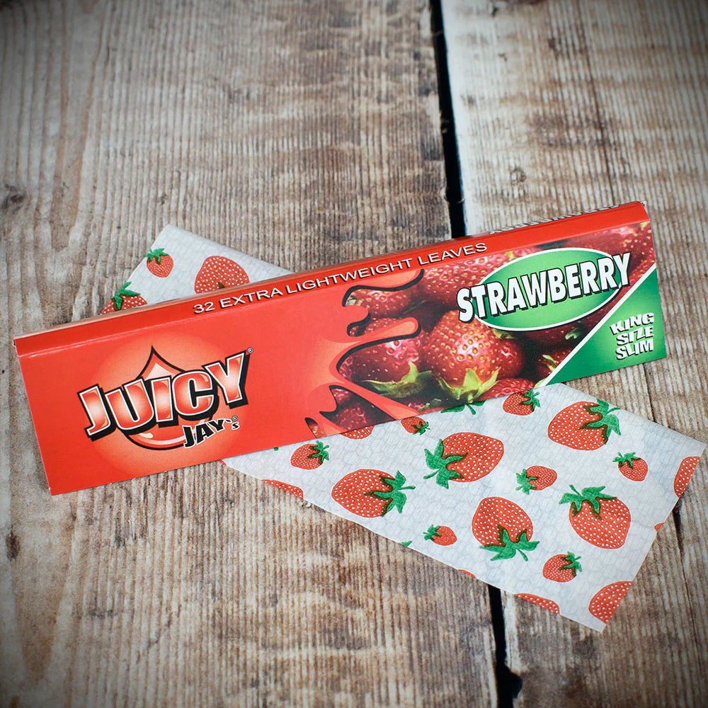 Juicy Jay's King Size Slim Rolling Papers - Strawberry