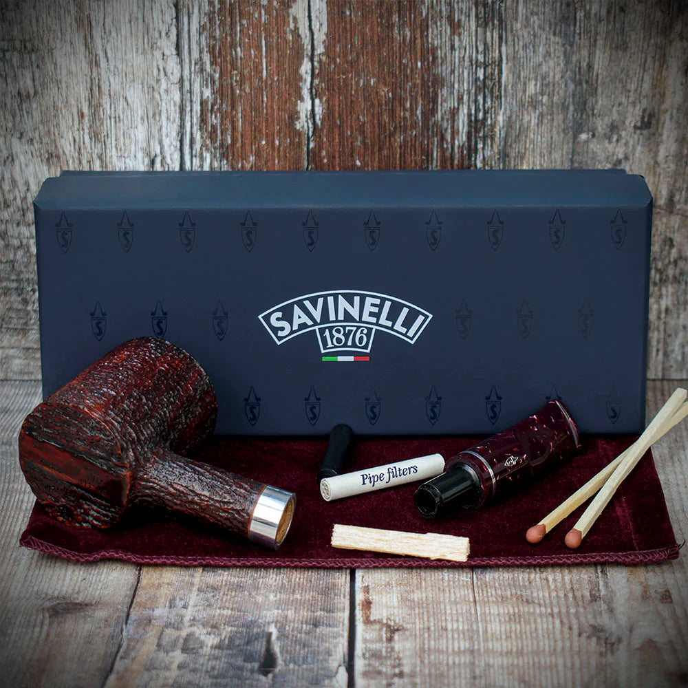 Savinelli Bacco Rusticated Dark Brown 311 - 6mm Briar Pipe