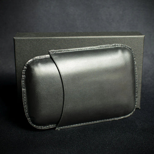 Artamis Black Leather Cigar Case - 3 Robustos