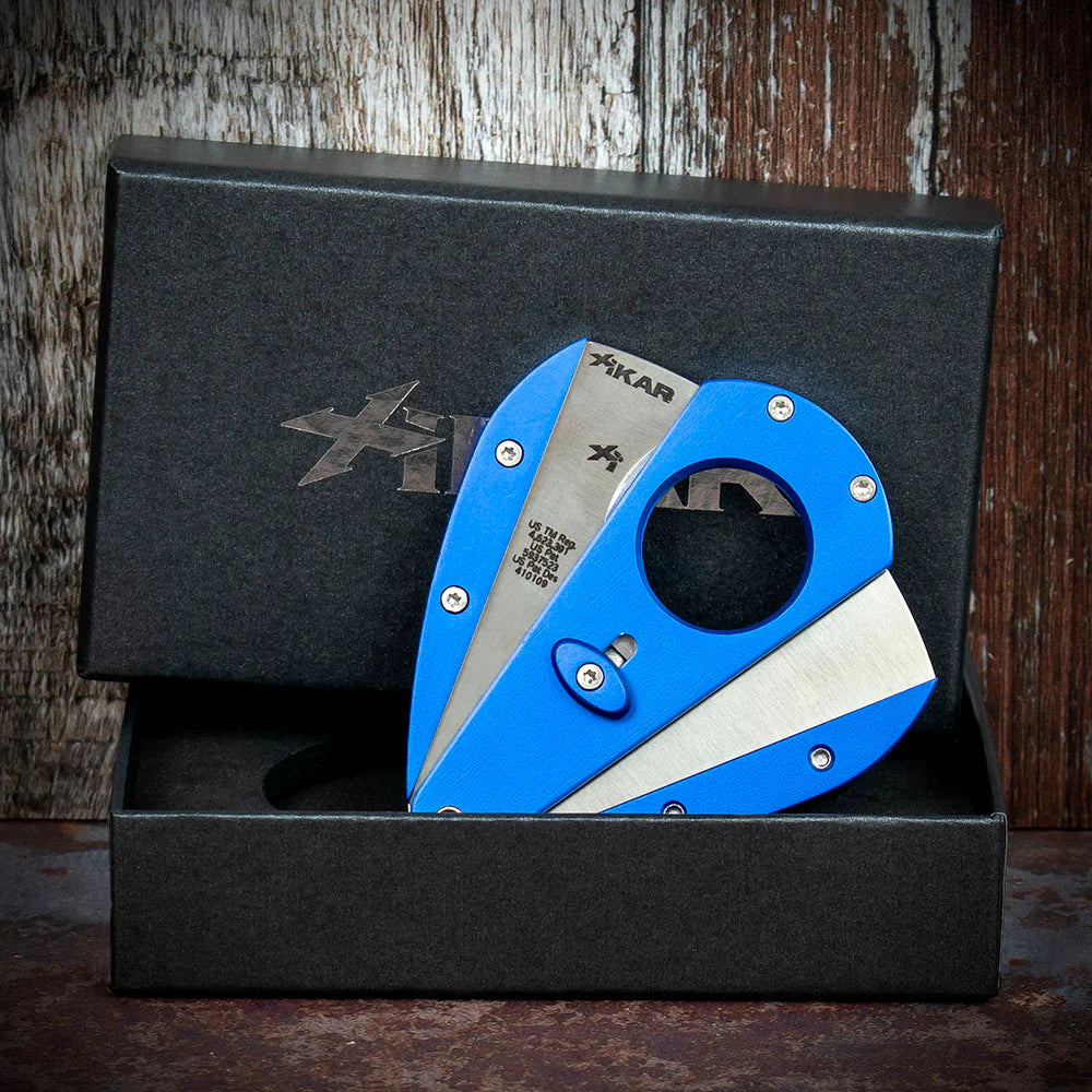 Xikar Xi-1 Blue Anodised 100BL Double Blade Guillotine Cigar Cutter