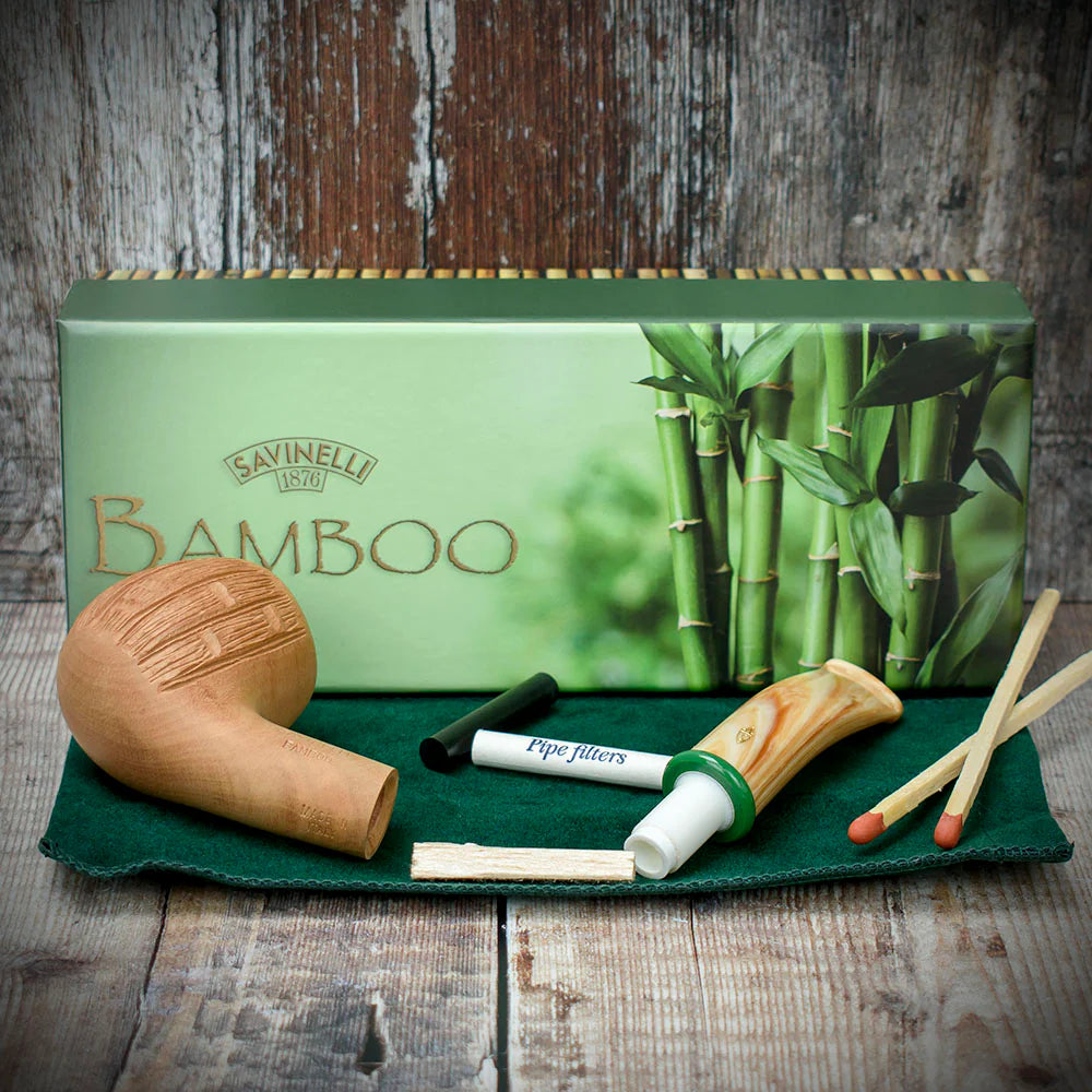 Savinelli Bamboo Rusticated Natural 626 - 6mm Briar Pipe