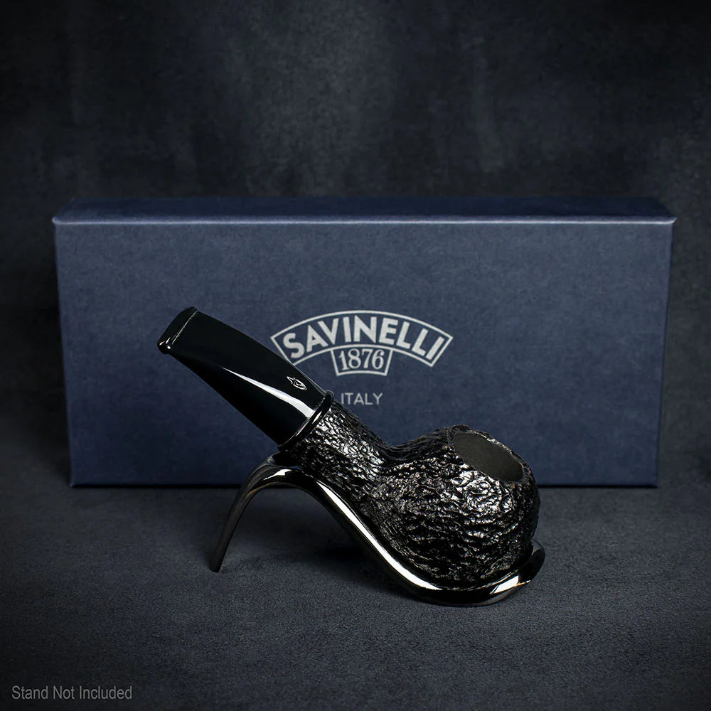 Savinelli Mini -  Black Rusticated Briar Smoking Pipe - Shape 321 (6mm)
