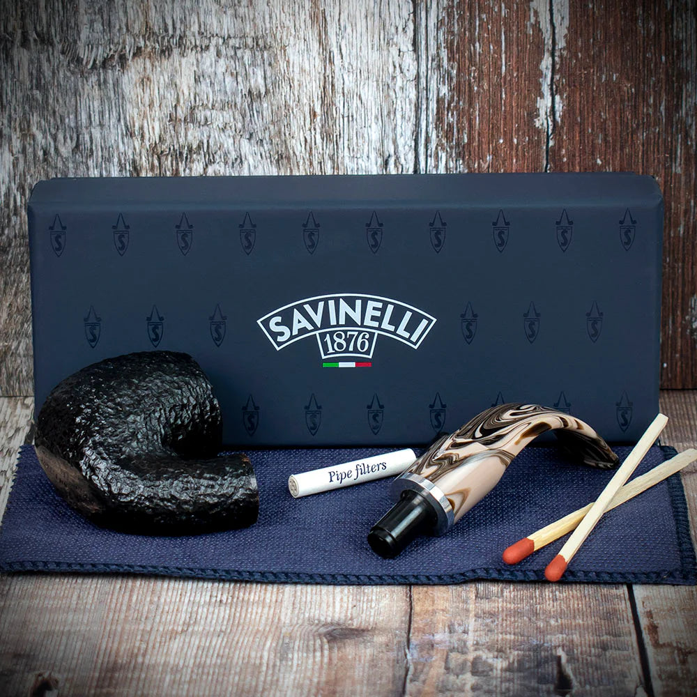 Savinelli Morellina Rustic Black 614R - 6mm Briar Pipe