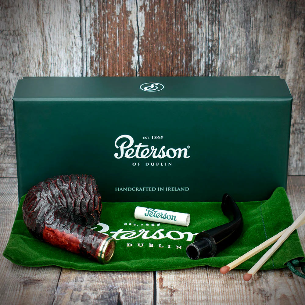 Peterson of Dublin Emerald Rusticated Briar Smoking Pipe - Shape 69 - 9mm