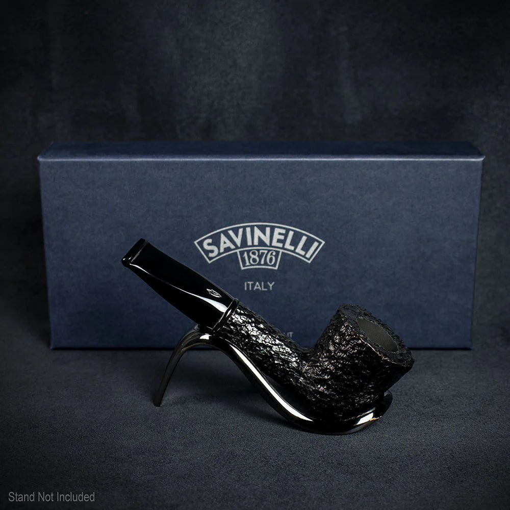 Savinelli Mini -  Black Rusticated Briar Smoking Pipe - Shape 409 (6mm)