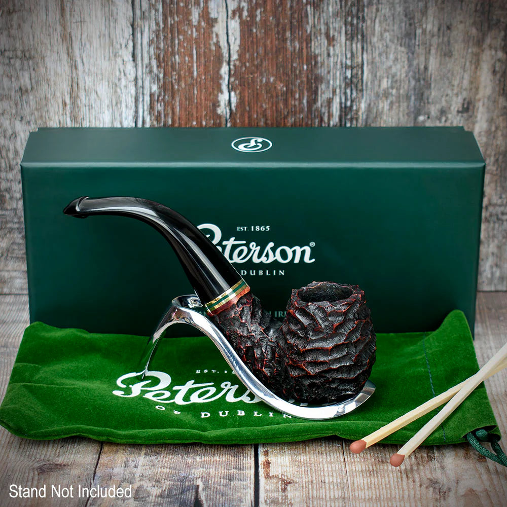 Peterson of Dublin Emerald Rusticated Briar Smoking Pipe - Shape 221 - 9mm
