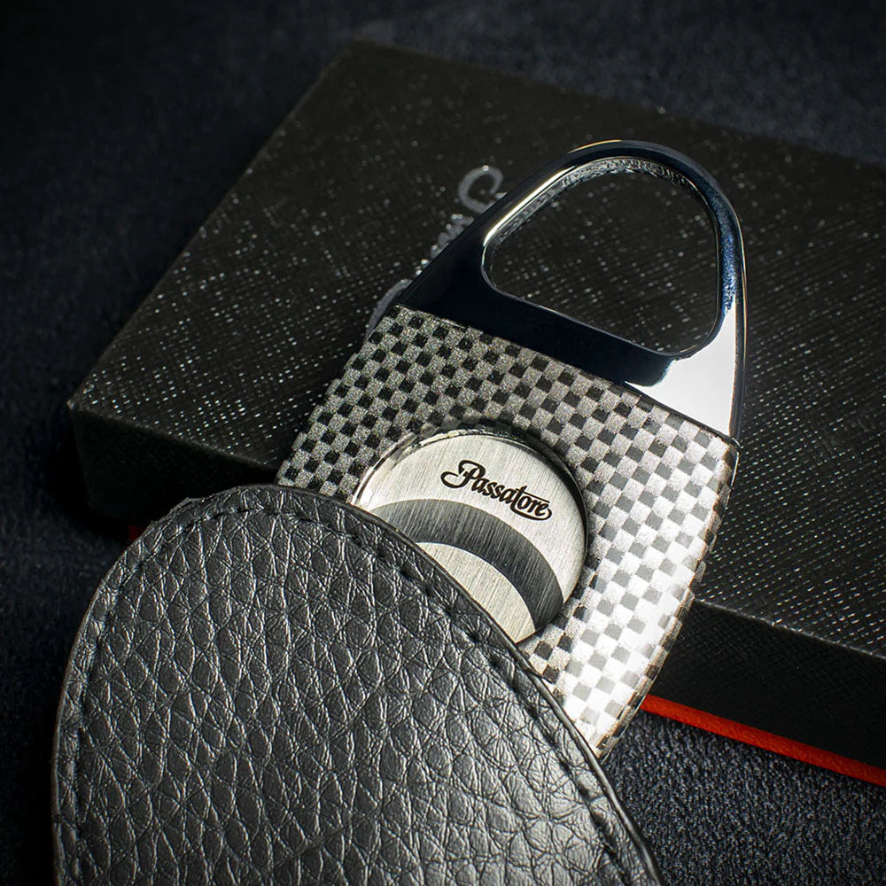 Passatore Chrome & Carbon Check Double Blade Guillotine Cigar Cutter