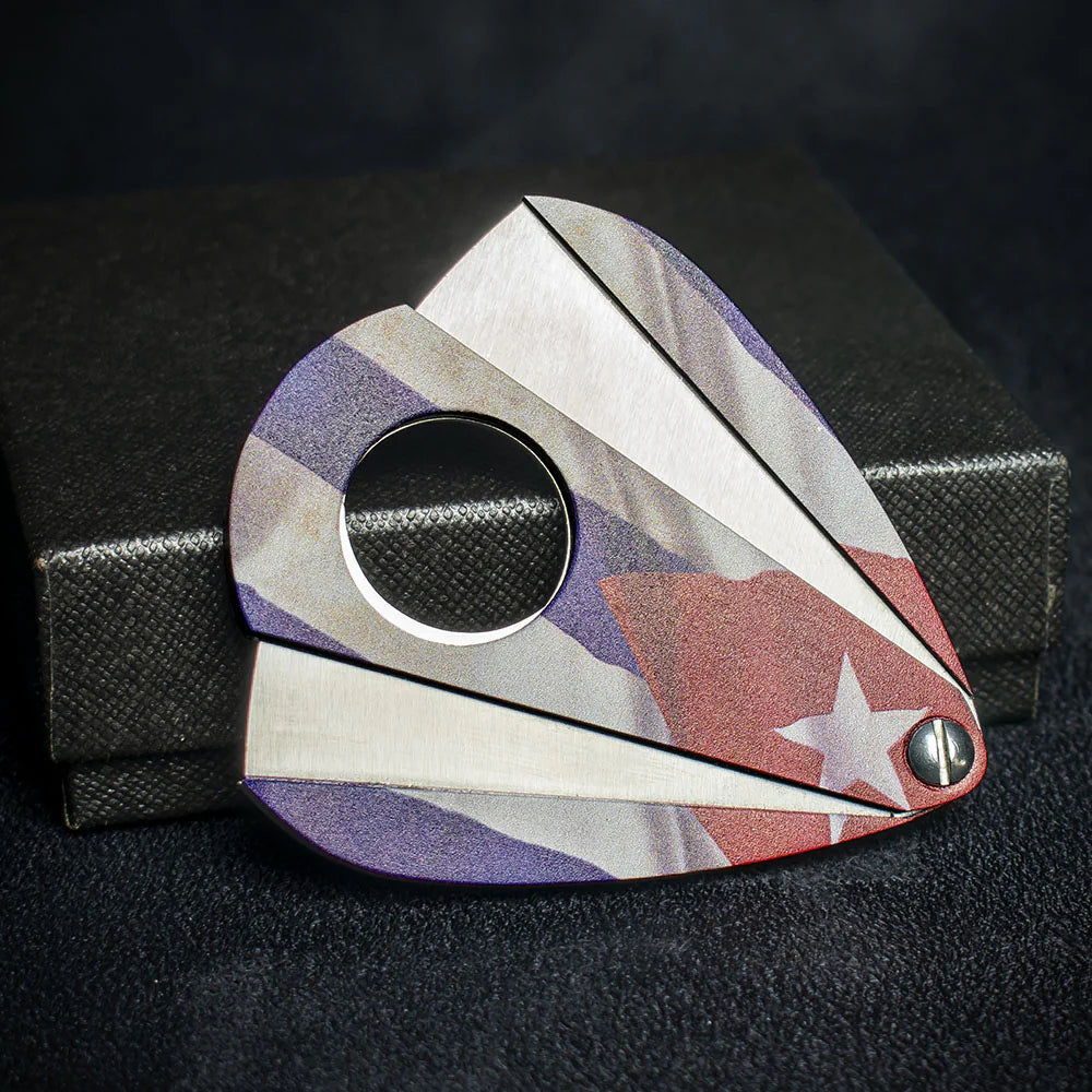 Cuban Flag Double Blade Guillotine Cigar Cutter