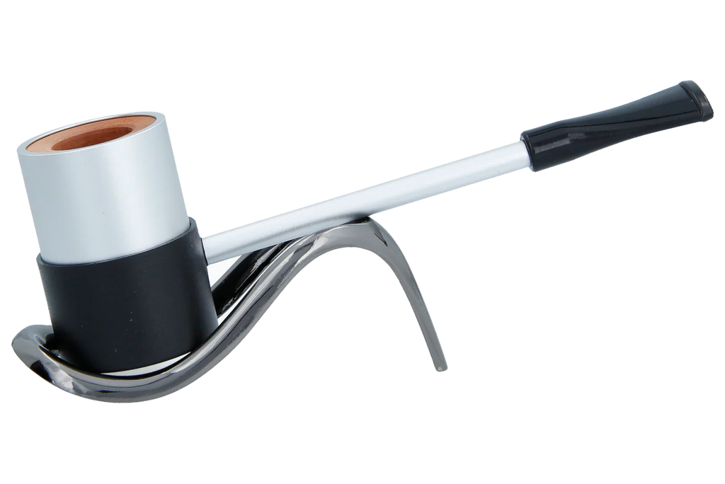 Erik Nording Compass Sailor Aluminium Briar Lined Pipe - Silver