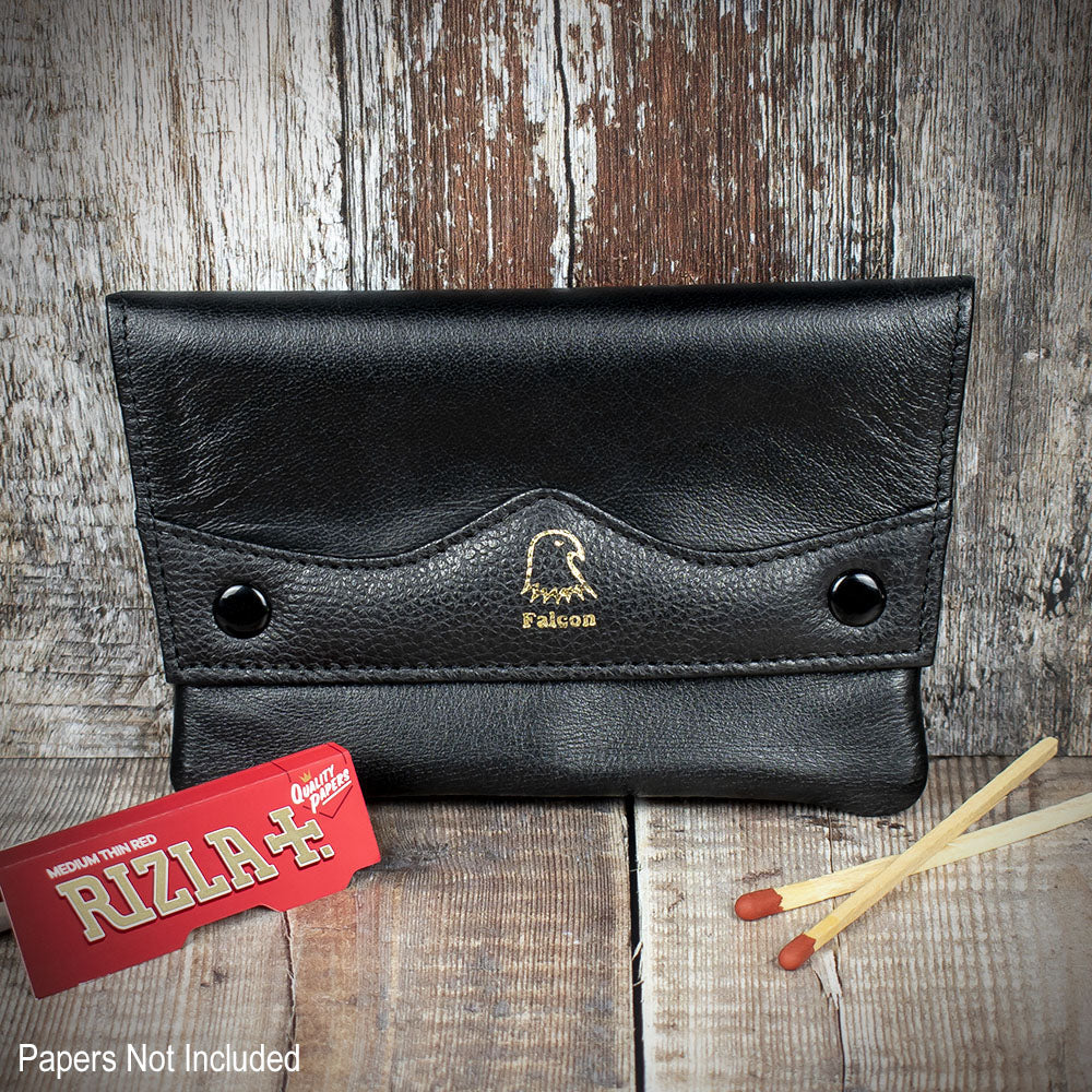Falcon Black Leather Handrolling Pouch 685B