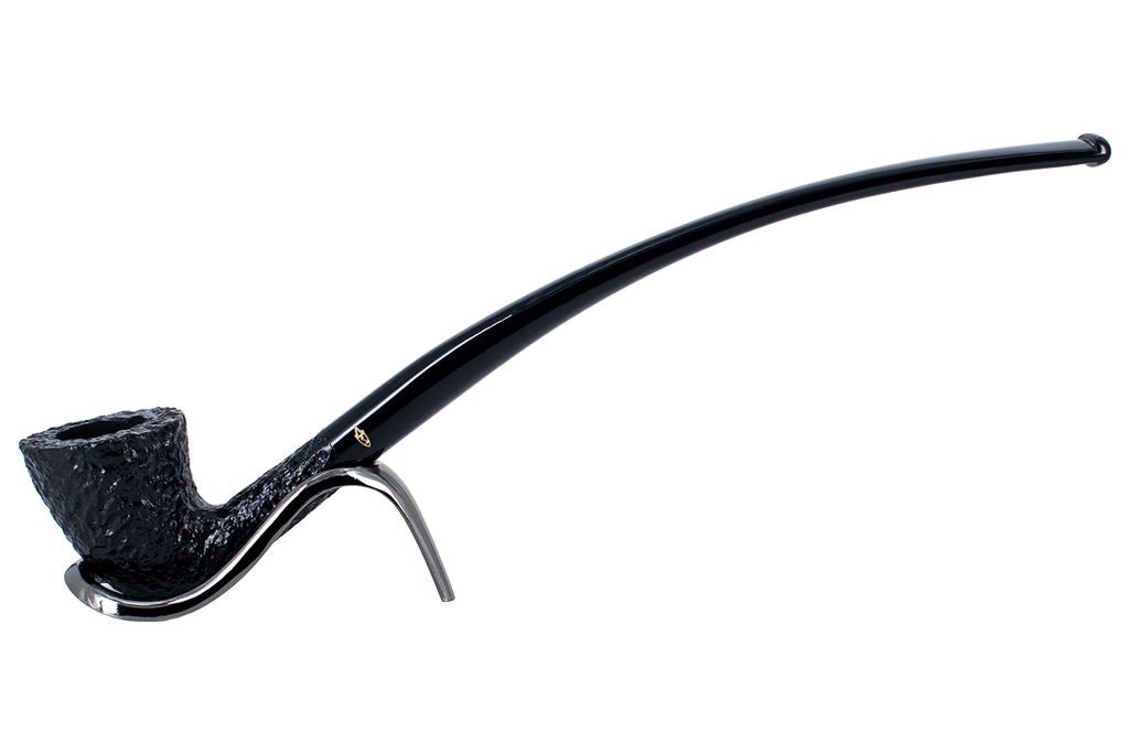 Savinelli Black Rusticated Churchwarden Briar Pipe - 921 6mm