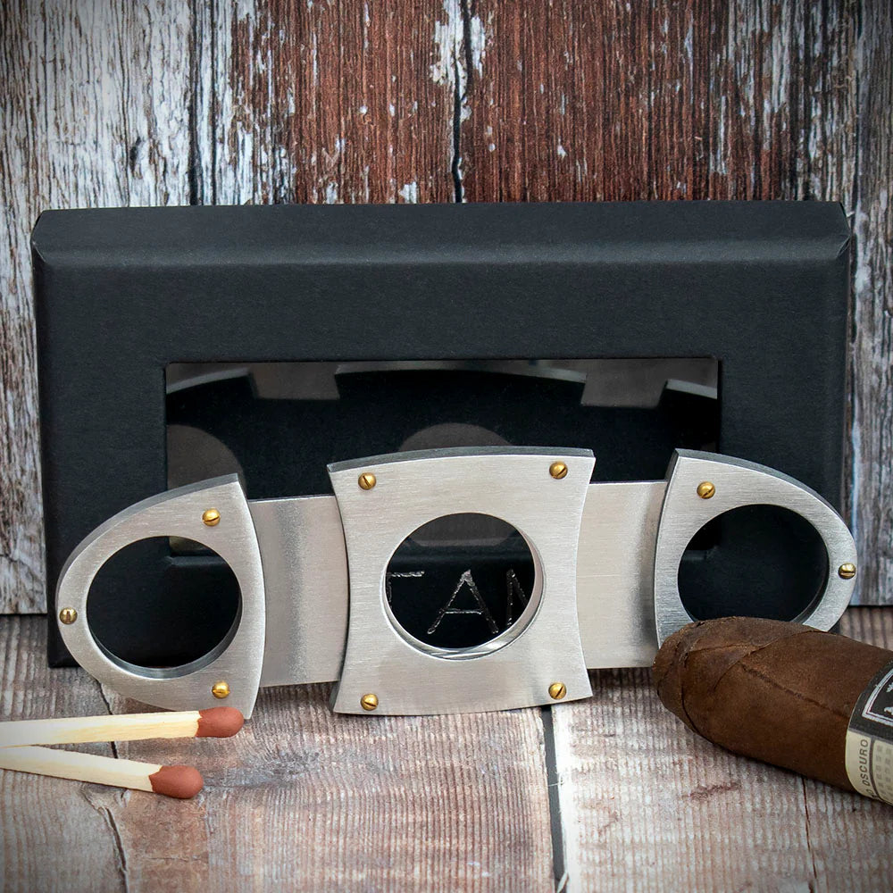 Stainless Steel with Rivets Double Blade Guillotine Cigar Cutter