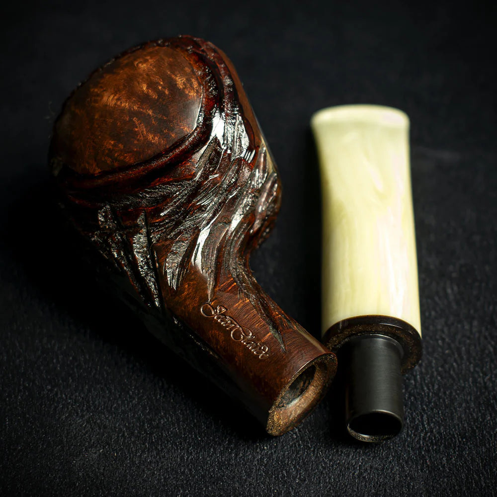 Jean Claude 9mm Filter Dark Rustic Briar Smoking Pipe - Shape 54