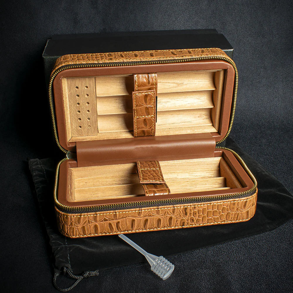 Sikarlan Leather Travel Cigar Case  - 6 Cigars
