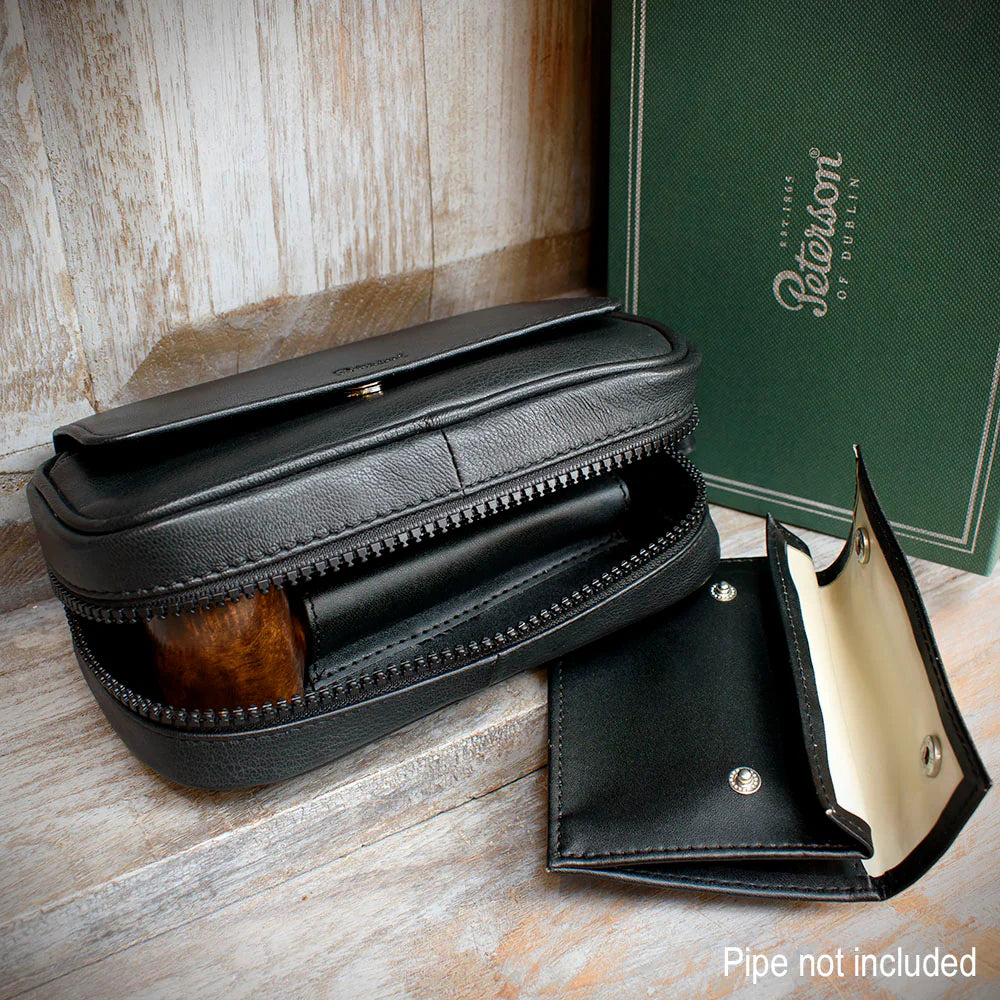 Peterson Two Pipe Combination Pouch - Zipped Black (POU-133)