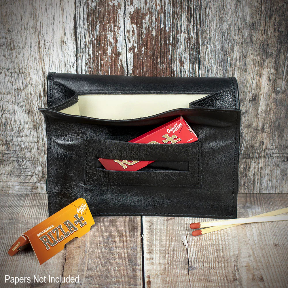 Falcon Black Leather Handrolling Pouch 684B