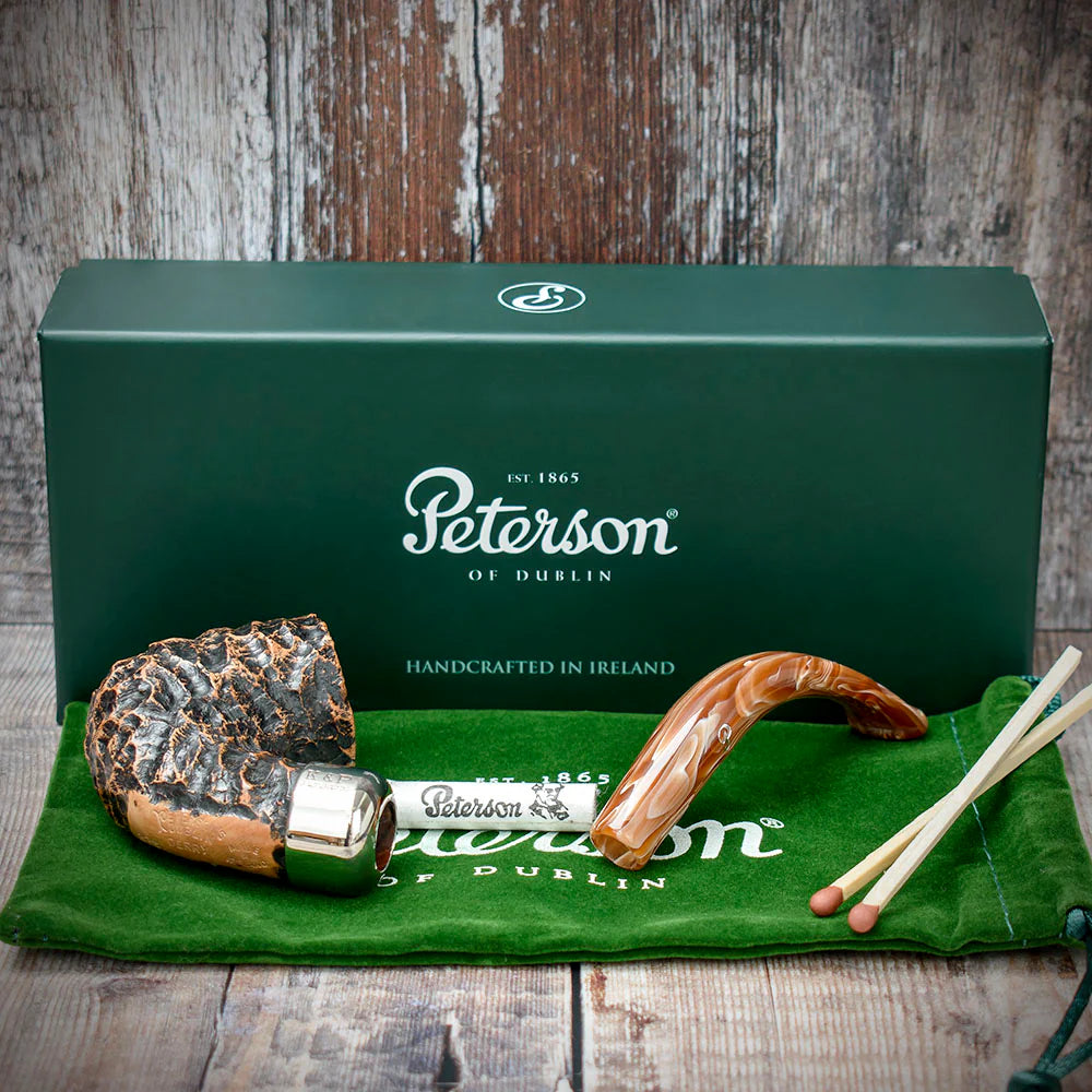 Peterson of Dublin Derry Rusticated Briar Smoking Pipe - Shape 338 - 9mm