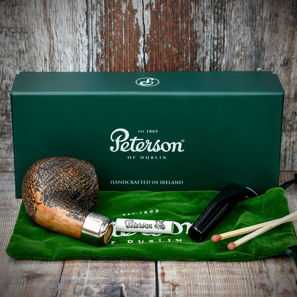 Peterson of Dublin Arklow Sandblasted Briar Smoking Pipe - Shape 68 - 9mm