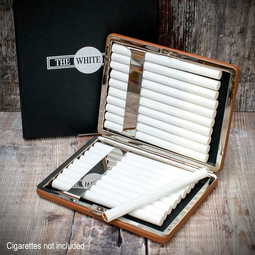 Alfred Dunhill White Spot Terracotta Leather Cigarette Case - 20 Superkings