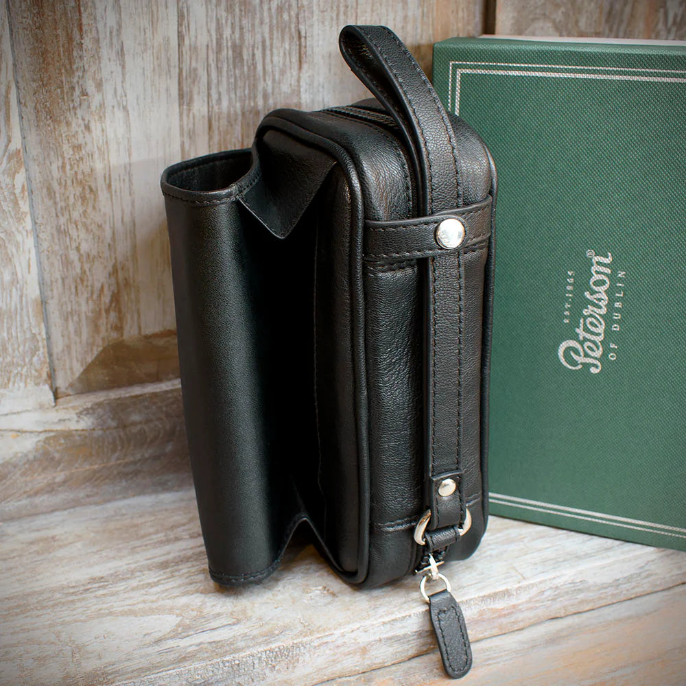 Peterson Two Pipe Combination Pouch - Zipped Black (POU-133)