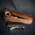 One Pipe & Lighter Pouch - Brown Nappa