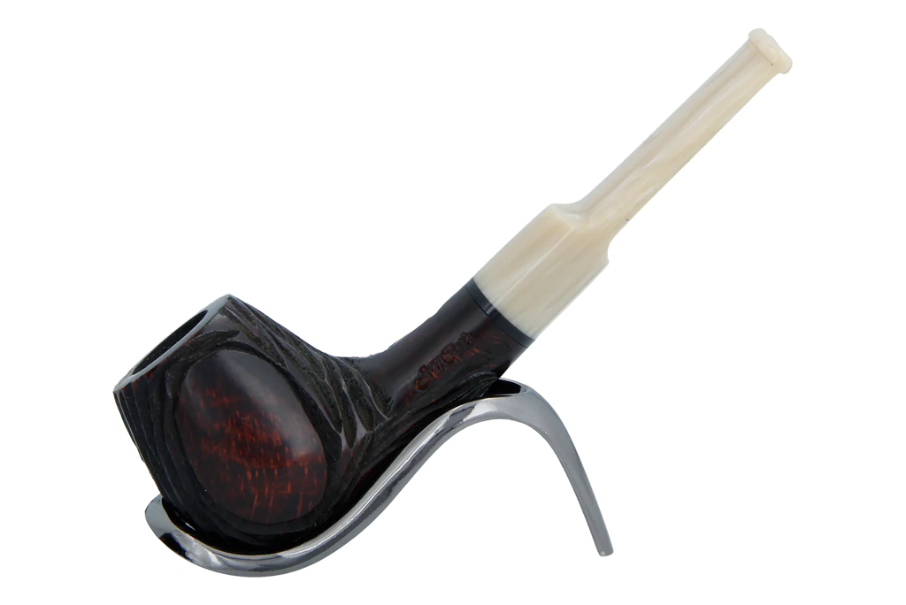 Jean Claude 9mm Filter Dark Rustic  Briar Smoking Pipe - Shape 03