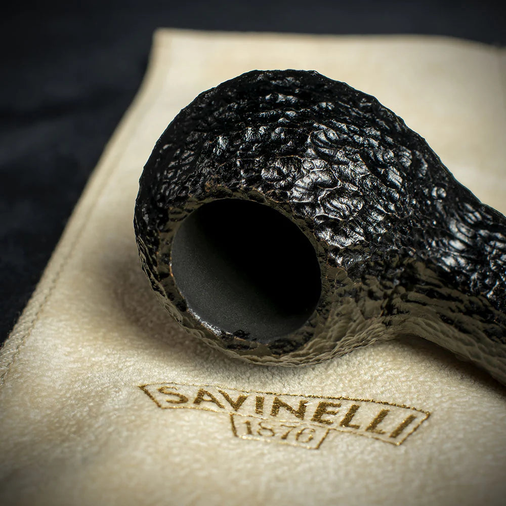 Savinelli Mini -  Black Rusticated Briar Smoking Pipe - Shape 321 (6mm)