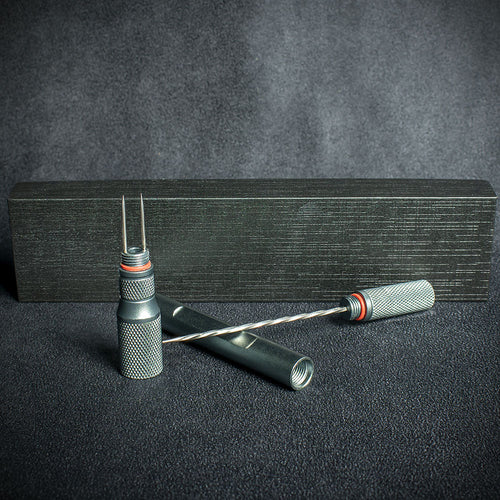 Black Titanium Cigar Drill Spike Nubber & Double Punch - Draw Enhancer Tool