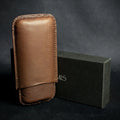 Artamis Brown Leather Cigar Case - 2 Robustos
