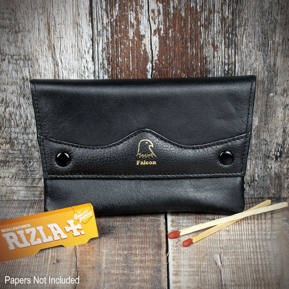 Falcon Black Leather  Handrolling Pouch 546