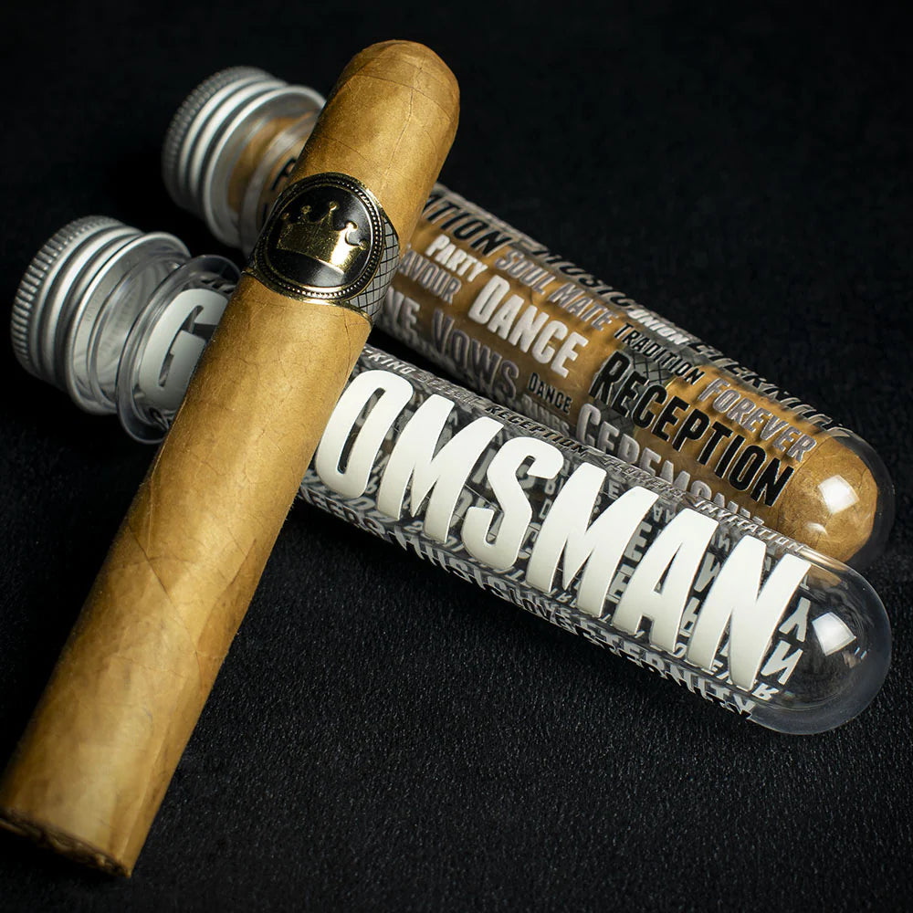 Wedding Cigar Gift Tube + Smoke-King Robusto - Groomsman