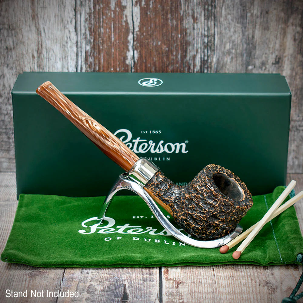 Peterson of Dublin Derry Rusticated Briar Smoking Pipe - Shape 606 - 9mm