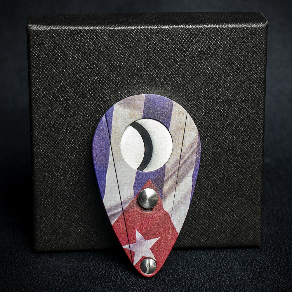 Cuban Flag Double Blade Guillotine Cigar Cutter