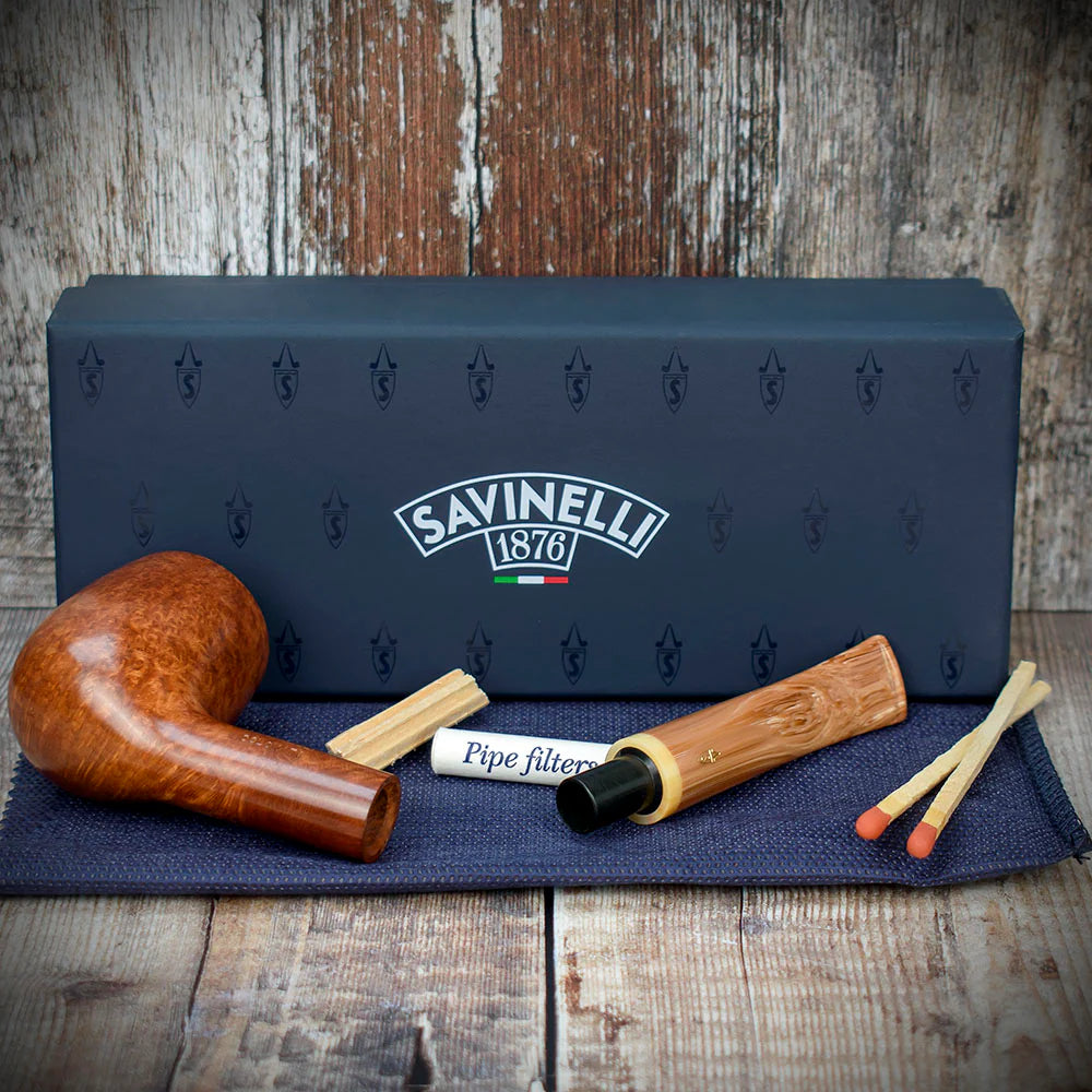 Savinelli Dolomiti Smooth Light Brown 128 - 9mm Briar Pipe