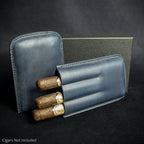 Artamis Navy Blue Leather Cigar Case - 3 Coronas