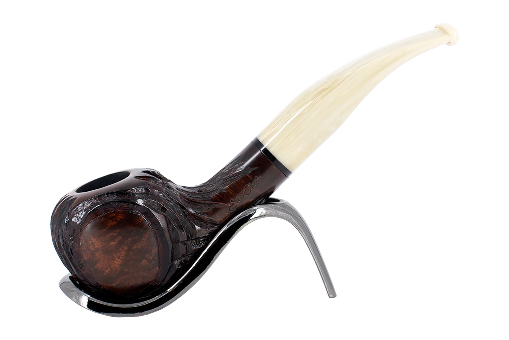 Jean Claude 9mm Filter Dark Rustic Briar Smoking Pipe - Shape 54