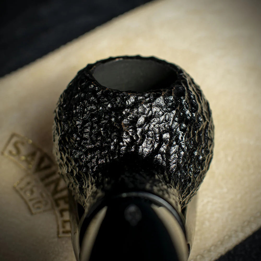 Savinelli Mini -  Black Rusticated Briar Smoking Pipe - Shape 321 (6mm)