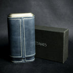 Artamis Navy Blue Leather Cedar LinedCigar Case - 3 Robustos