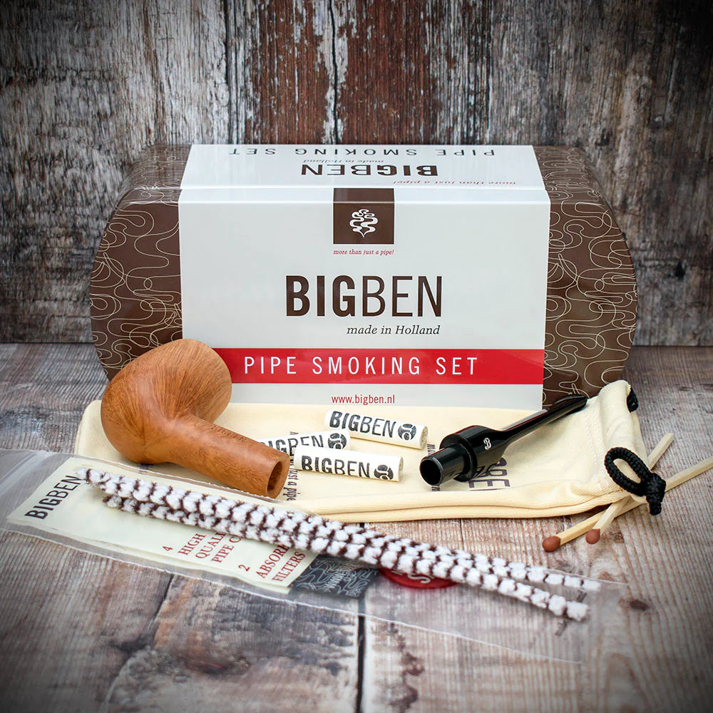 Big Ben Briar Smoking Pipe Starter Kit - Straight Pipe