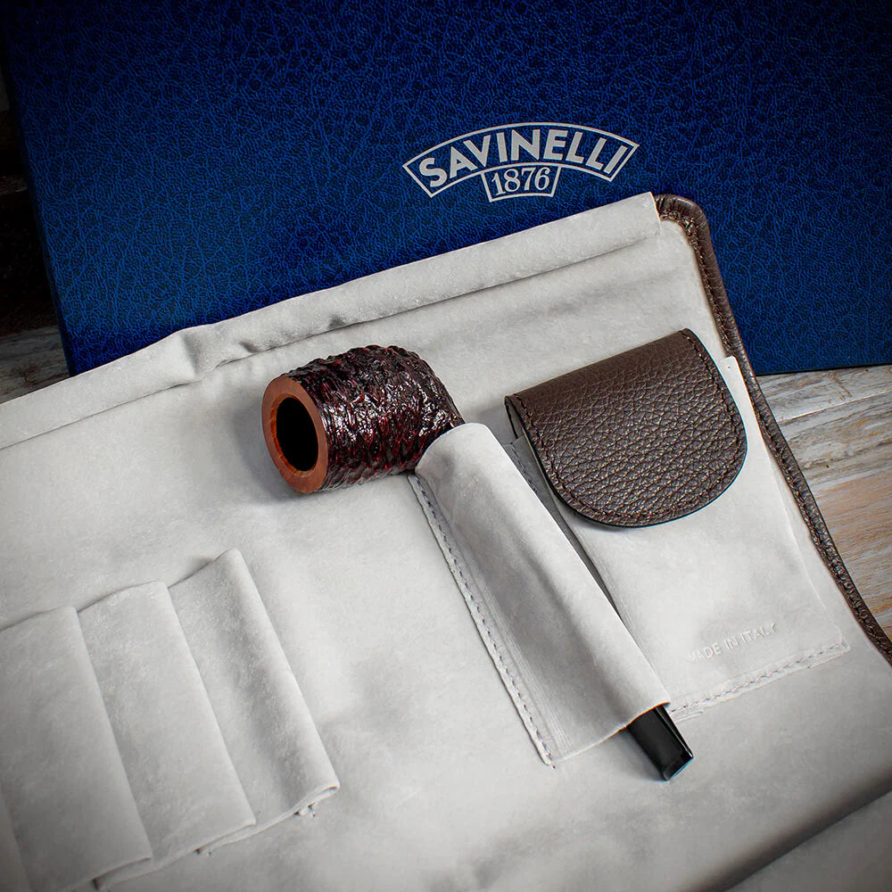 Savinelli Brown Leather Travel Pipe Bag