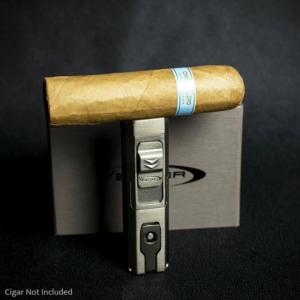 Vector Caliper Single Jet Flame Cigar Lighter With Punch Cutter - Gunmetal