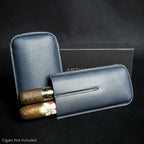 Artamis Navy Blue Leather Cigar Case - 2 Robustos