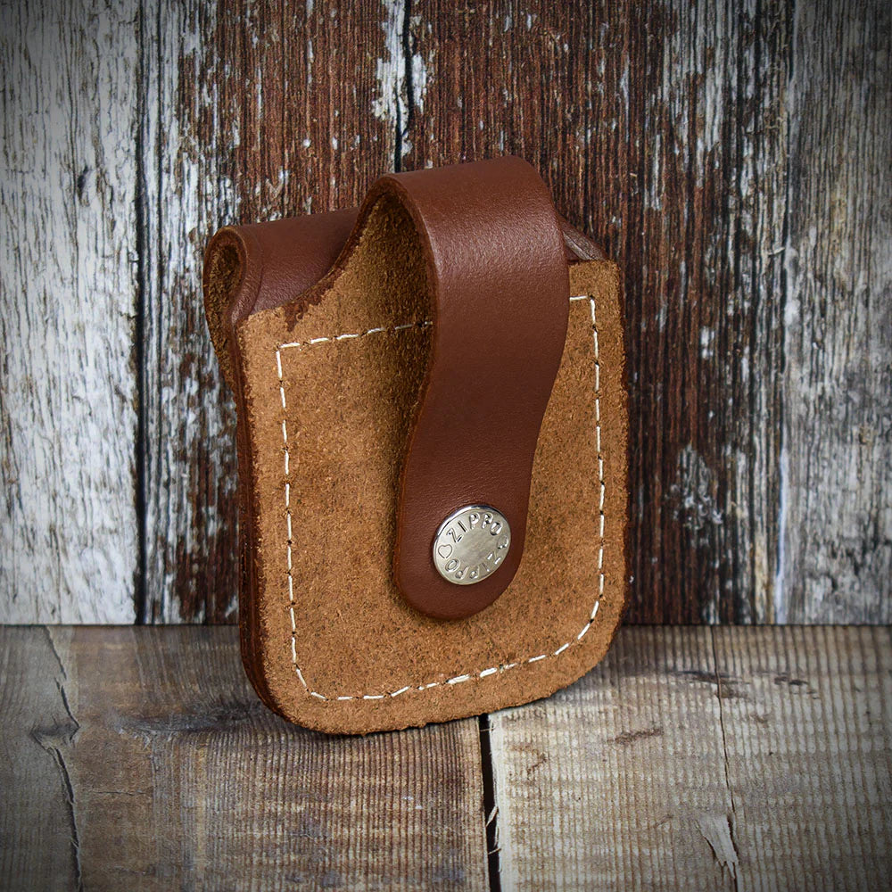 Zippo Lighter Pouch With Belt Loop - Brown Leather