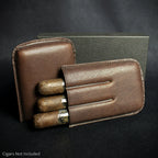 Artamis Brown Leather Cigar Case - 3 Robustos