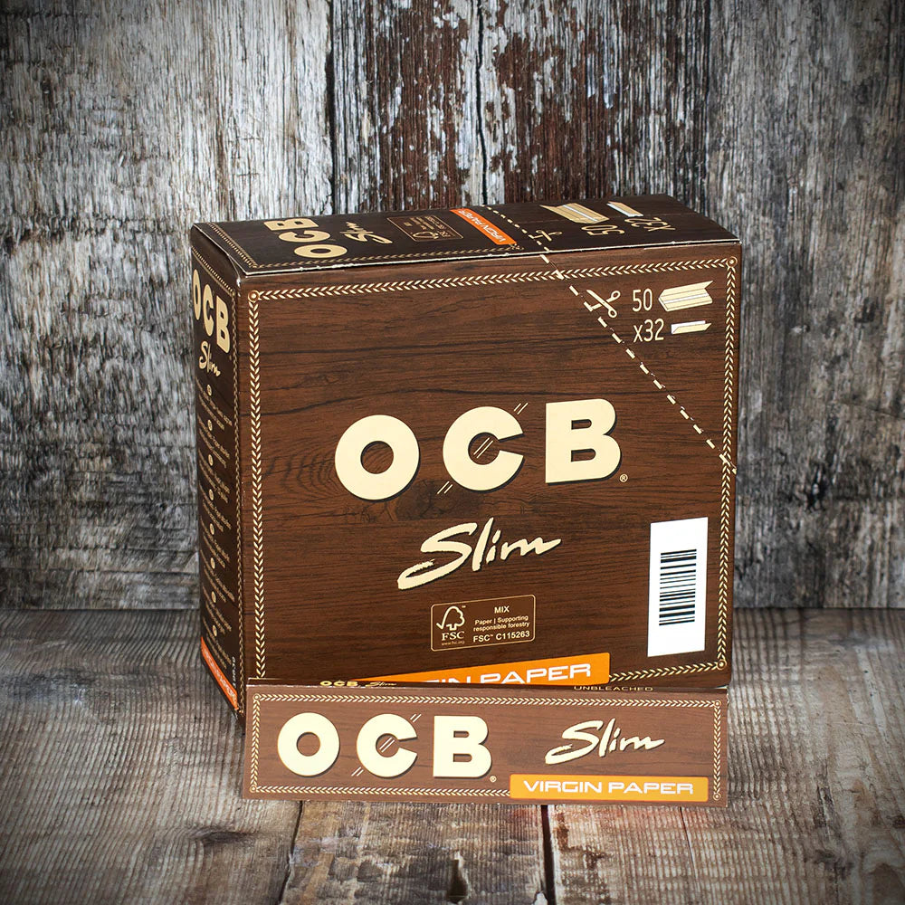 OCB Kingsize Slim Virgin Rolling Papers - Box of 50