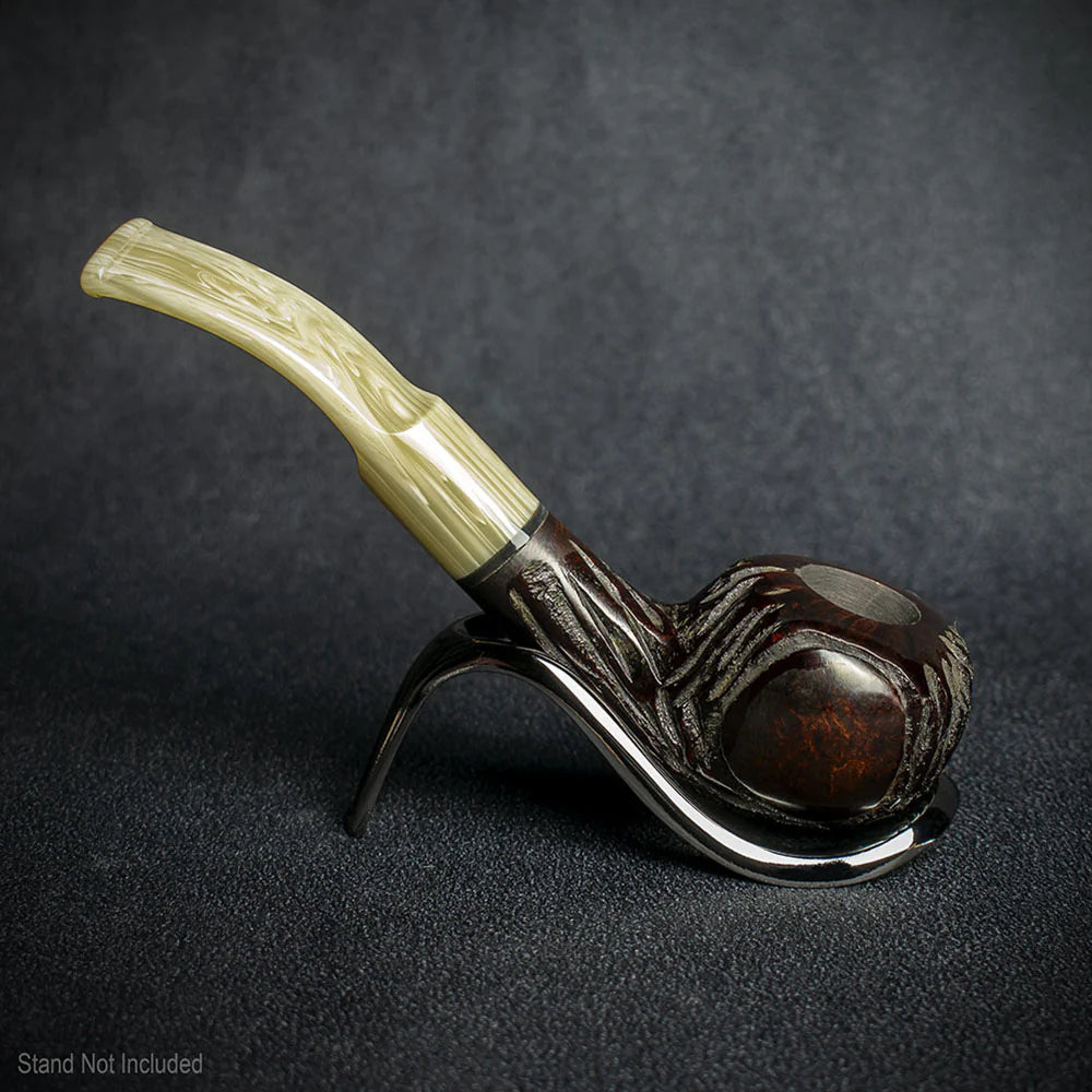 Jean Claude 9mm Filter Dark Rustic  Briar Smoking Pipe - Shape 01